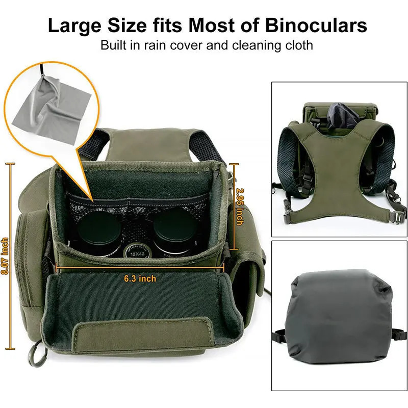 Portable Nylon Binocular Harness Chest Pack Bag Hunting Hiking MultiPocket Foldable Night Vision Goggles Front Pouch 250926