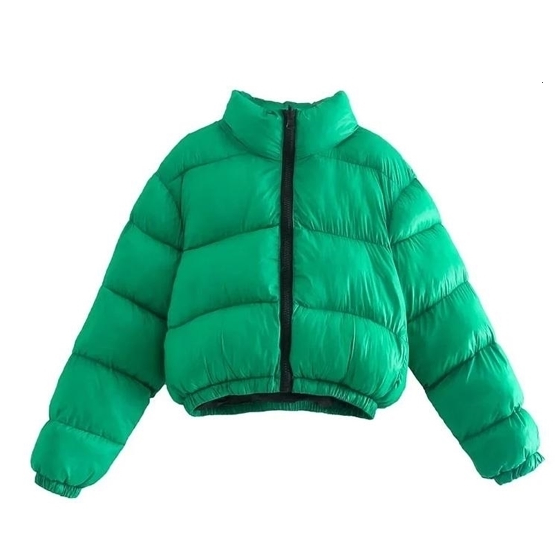 Womens Down Parkas Arrival Womens Fall Winter Warm Thicken Chic Green Parkas Casual Stand Collar Long Sleeve Solid Parka Coat 220902wtt