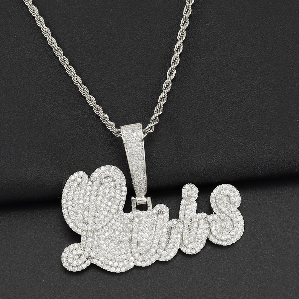 Men Women Customized letters Hip Hop Pendant Necklace Iced Out Bling 5A CZ Cubic Zirconia Rope Chain Necklace Punk Rapper Jewelry R251022