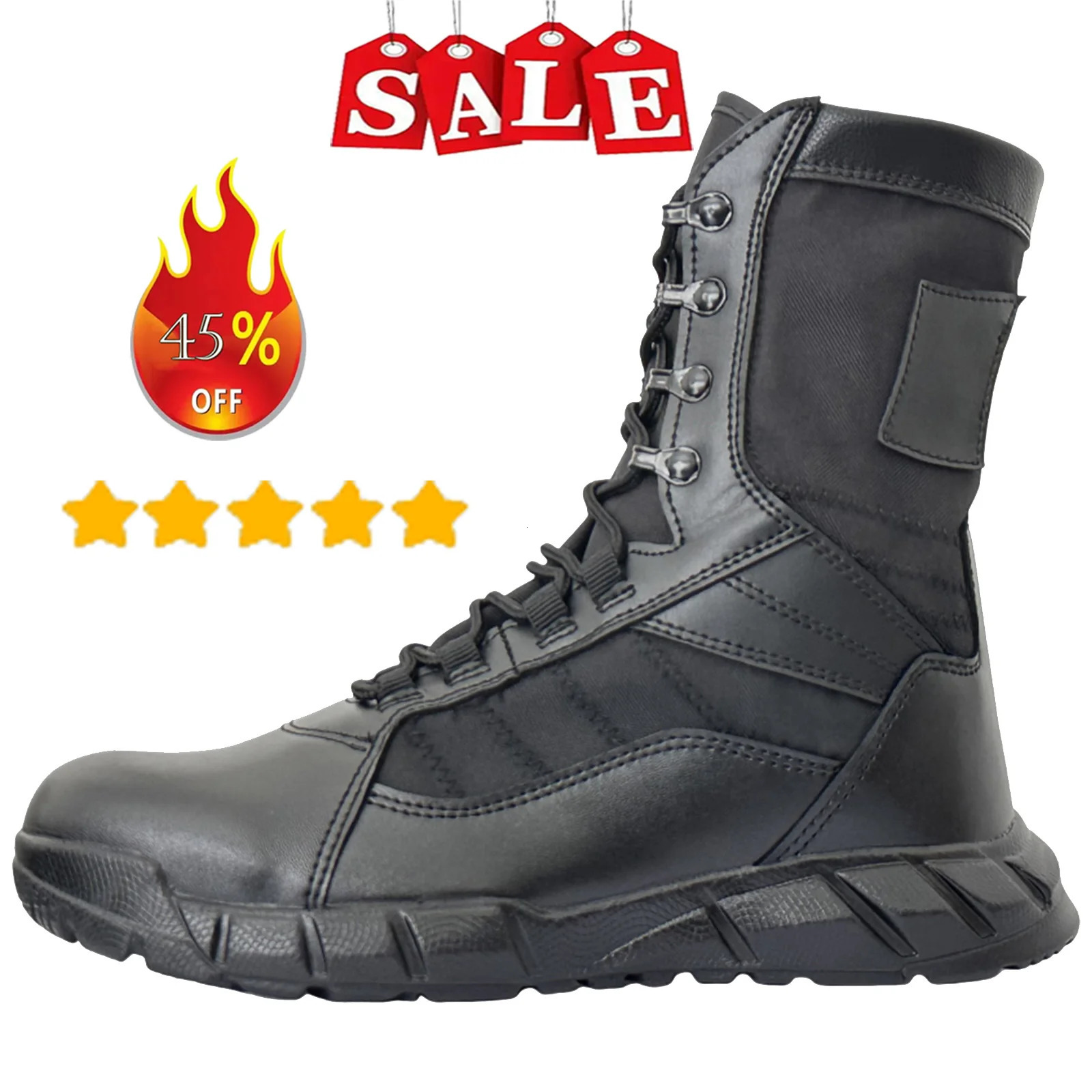 Leather Lightweight Man Tactical Boots Combat Boots AntiCollision Training Lace Up Waterproof Outdoor Hiking Breathable Shoe 250930