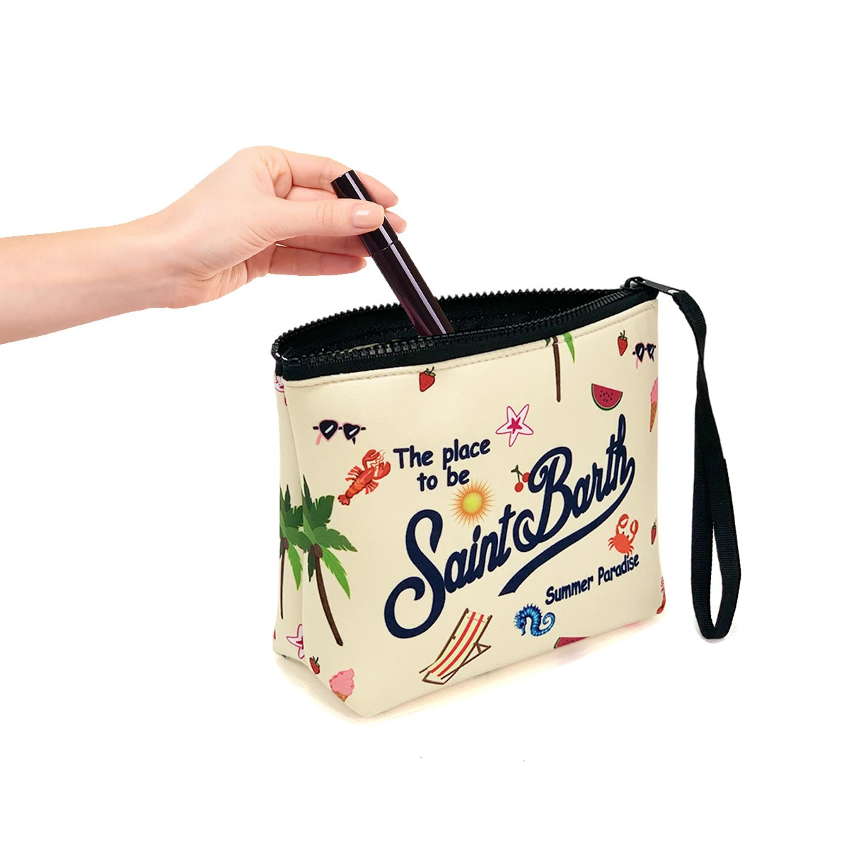 20cm16cm6cm womens Clutch Bag SAINT BARTH SB ST autumn winter handbag leopard print rose red zip canvas diving handbag 250930
