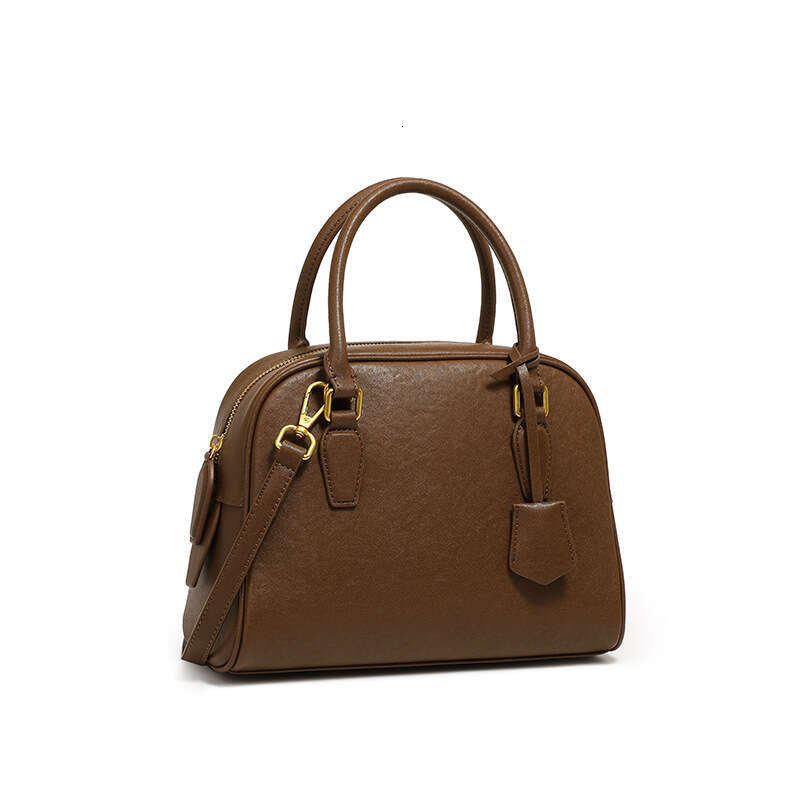 Luxury bag New Top Layer Cowhide Minimalist Boston Bowling Ball High end Genuine Leather Women s Large Capacity Handbag Pillow Bag