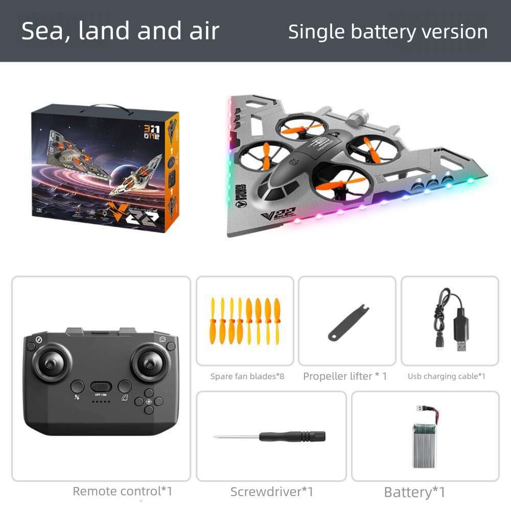 V Land Sea Air Remote Control Model Crash Resistant Aircraft Glider Four Axis Drone