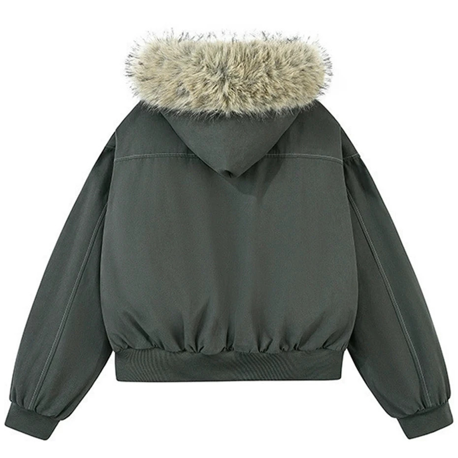 Winter Jackets Fur Collar Parkas Coat Men Vintage Thicken Fleece Warm Jackets Streetwear Harajuku Hip Hop Padded Jackets Outwear 250929