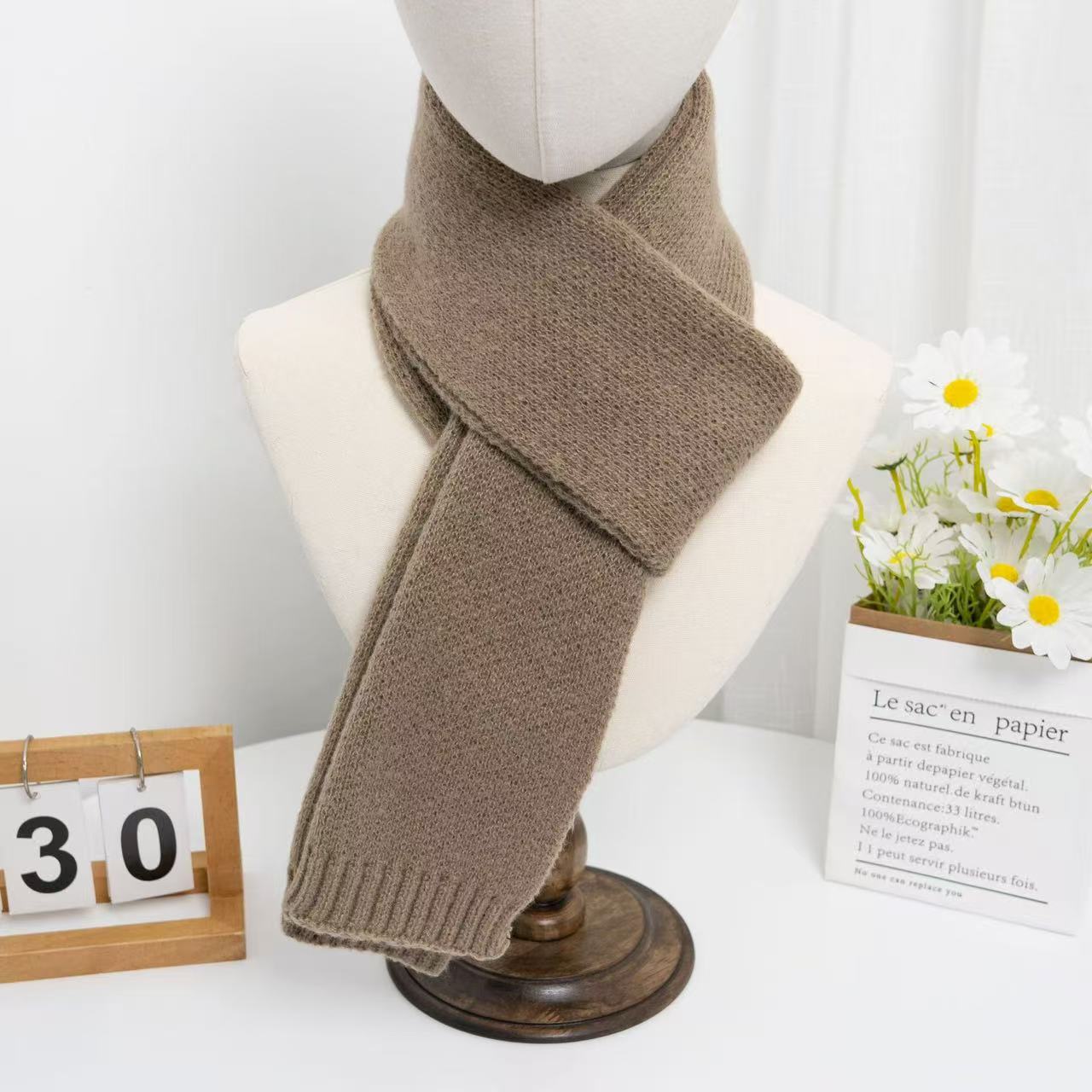 T1968 autumn and winter new knitted scarf solid color couple fashion all-match simple Korean student basic warm neck scarf