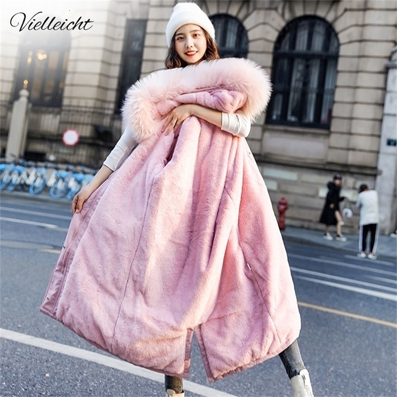 Vielleicht Winter Jacket Parkas -30 Degree Women's Winter Long Coats Hooded Fur Collar Thick Warm Winter Jackets Women 201103wtt