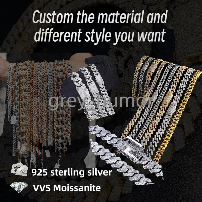 Fine Jewelry Necklaces Halo Style Colorful Vvs Diamond Cluster Tennis Chain 925 Sterling Silver Mens 10mm Moissanite Necklace