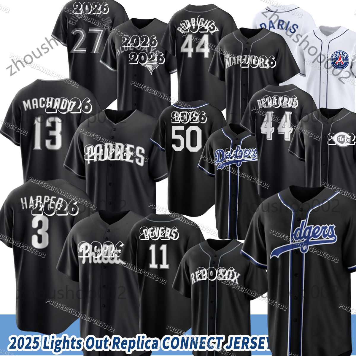 red sox Yankees Dodgers jersey Phillies Mets jersey Braves reds Mariners Padres Angels Guardians Blue Jays Lights Out Replica jersey Acuna Jr Shohei Ohtani jersey