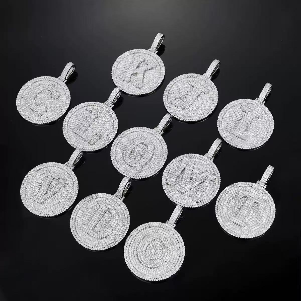 Hip Hop Custom 925 Silver White Gold Diamonds PersonalIze Pendant Rapper Round Iced Out Lab Grown Diamond Pendant