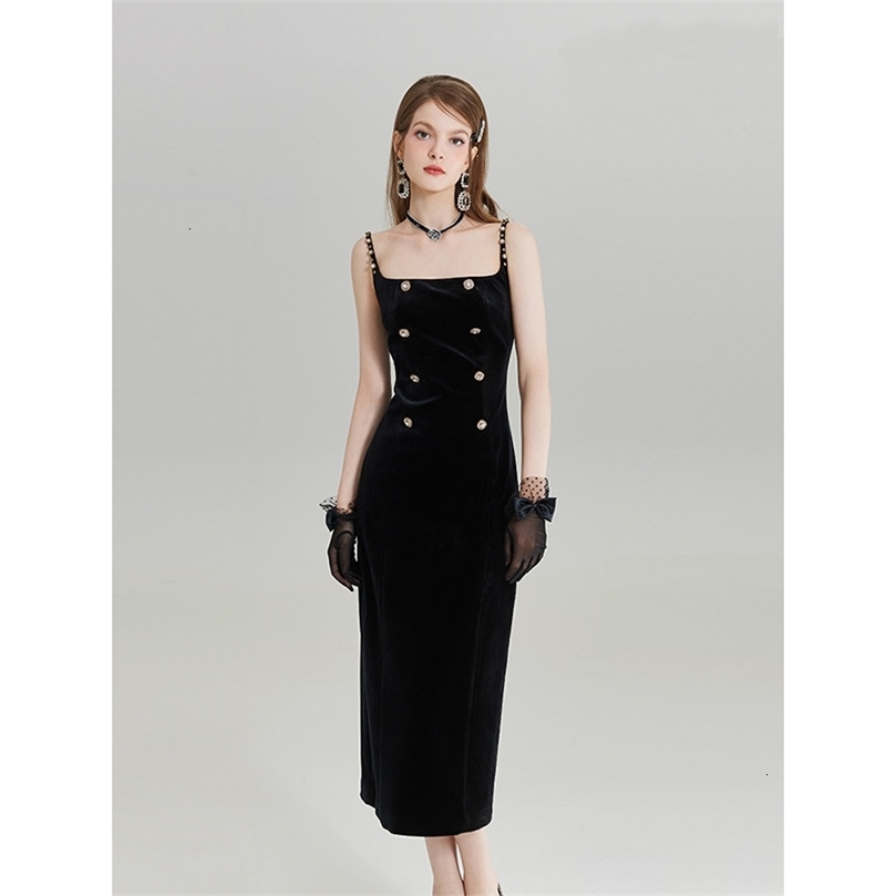 Summer Women Black Spaghetti Strap Bandage Dress Sexy Sleeveless Belt Buttons Celebrity Bodycon Club Midi Party Dress 210625wtt