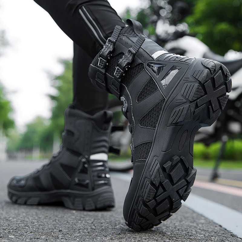 Mens Motorcycle Boots High Quality Breathable Motocross Shoes TPU Protective Men Motorcycle Shoes Nonslip Motos Riding Boot J251210