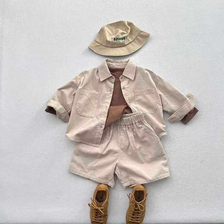 2025 Autumn New Children Long Sleeve Shirts Cotton Girls Vintage Solid Coat Fashion Boys Casual Lapel Shirts Kids Clothes C251007