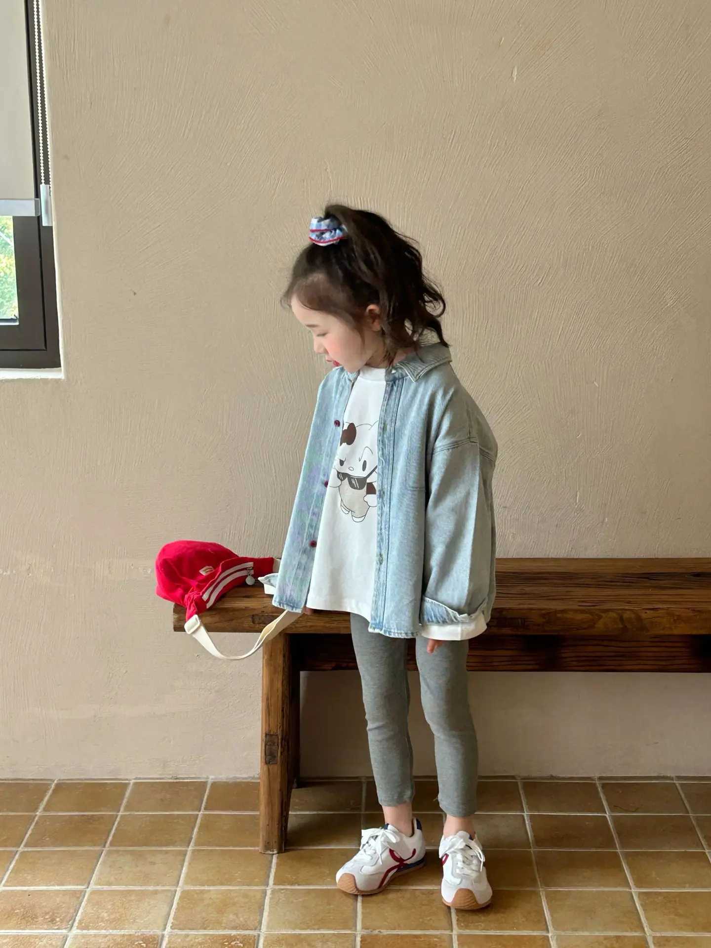 2025 Spring New Childrens Clothing Korean Version of Childrens Clothing Girls Casual Denim Shirt Kindergarten Denim Jacket C251007