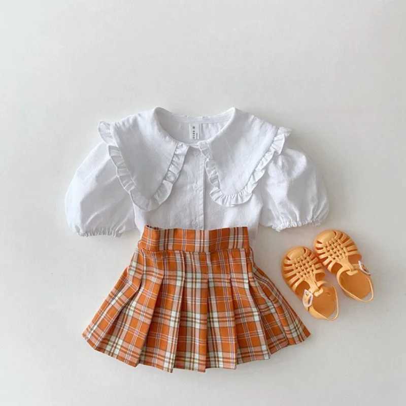 Baby Girls Blouses Children New Style Blouse Toddler Short Sleeved Tops Kids ShortSleeved Casual Lapel Collar Cotton Shirt C251007