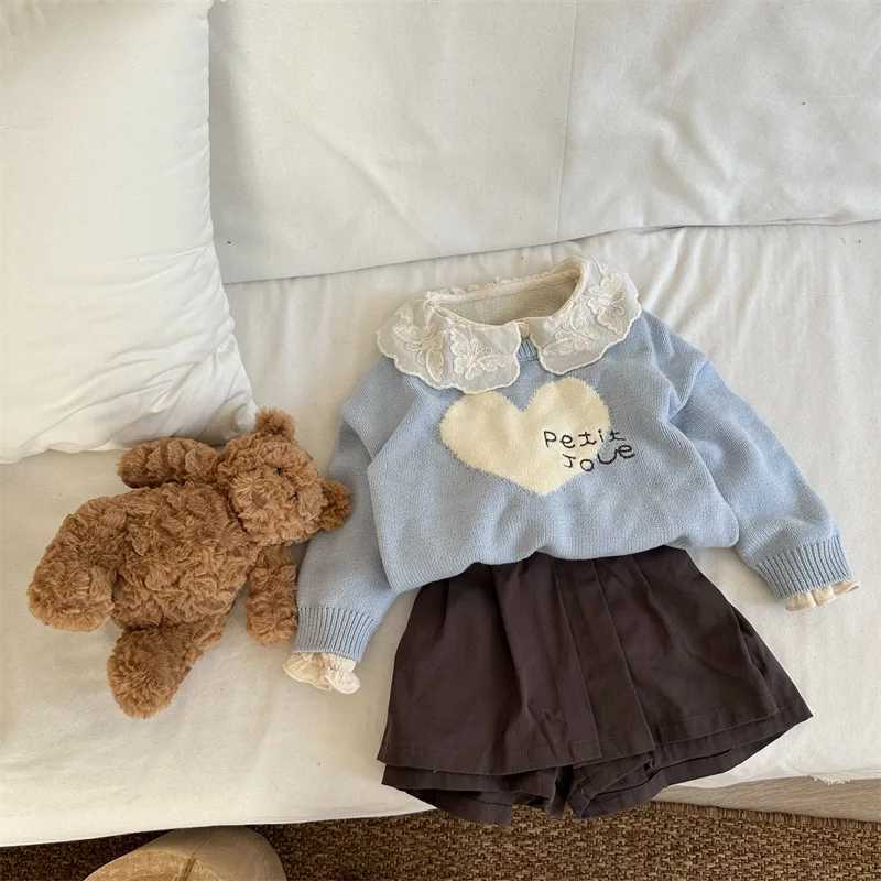 6850 Children Shirt 2025 Autumn New Lace Collar Solid Color Baby Girls Shirt Embroidery Longsleeved Blouse Tops C251007