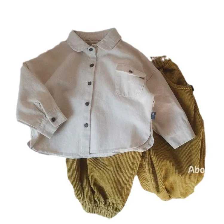 2025 Autumn Kid Boy Shirts Japanese Style Solid Long Sleeve Children Boys Shirts Loose Turn Down Collar Little Boys Long Sleeves C251007