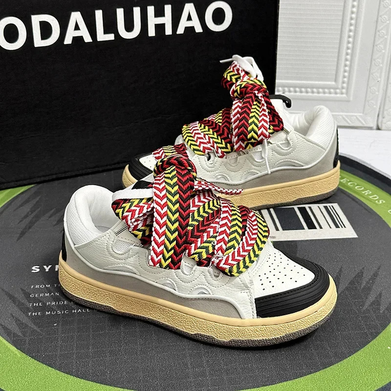 ThickSoled Dad Shoes Menwomen Summer Autumn Lace Up Clunky Sneaker Casual Skateboard Shoes Mixed Color Sport Shoes 250922