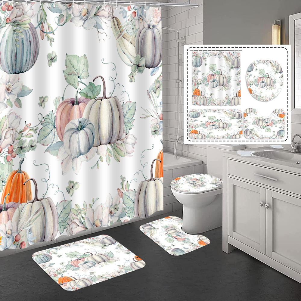 YL-37329 Hot selling exclusive shower curtain manufacturer Bomi digital printed polyester shower curtain non-slip mat set