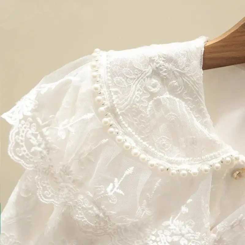 Girls White Long Sleeve Shirt Spring and Autumn New Style Childrens Western Double Collar Shirt Korean 110170cm C251007
