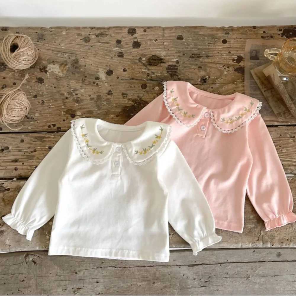 2025 Baby Girls Spring Autumn Clothes Cotton Sweet Lace Embroidery Tops Shirts Kids Children Princess Sweaters Clothing 1 2 3 C251007