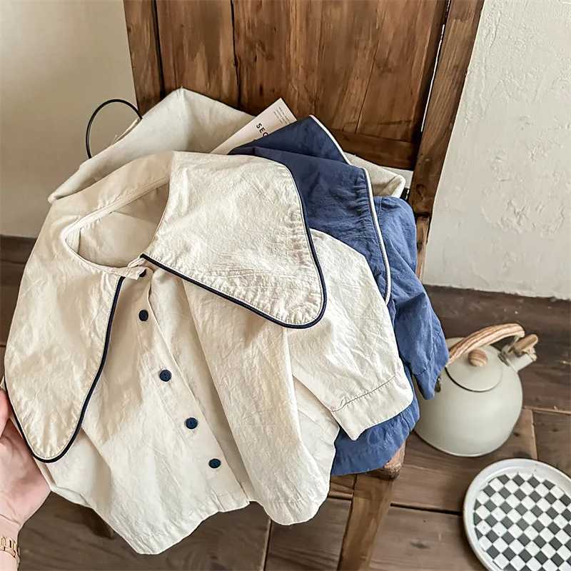 Spring Korean Style Baby Girls Cute Blouses Letters Printed Long Sleeve Loose Tops Children Casual Shirts C251007