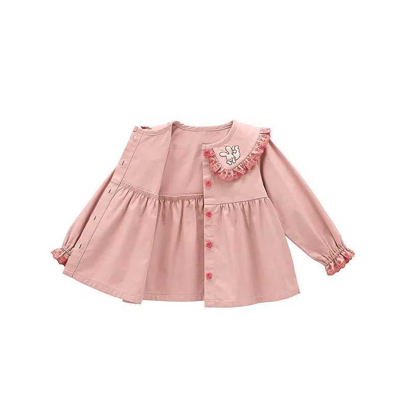 New Spring and Autumn Girl Cartoon Cute Little Rabbit Embroidered Doll Collar Shirt C251007