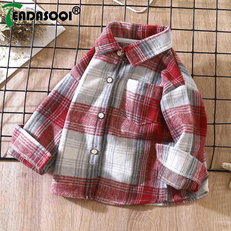 29Y Kids Boys Girls Spring Fall Vintage Plaid Shirt Cotton Clothing Long Sleeve Lapel Single Breasted Cardigan Base Tshirt C251007