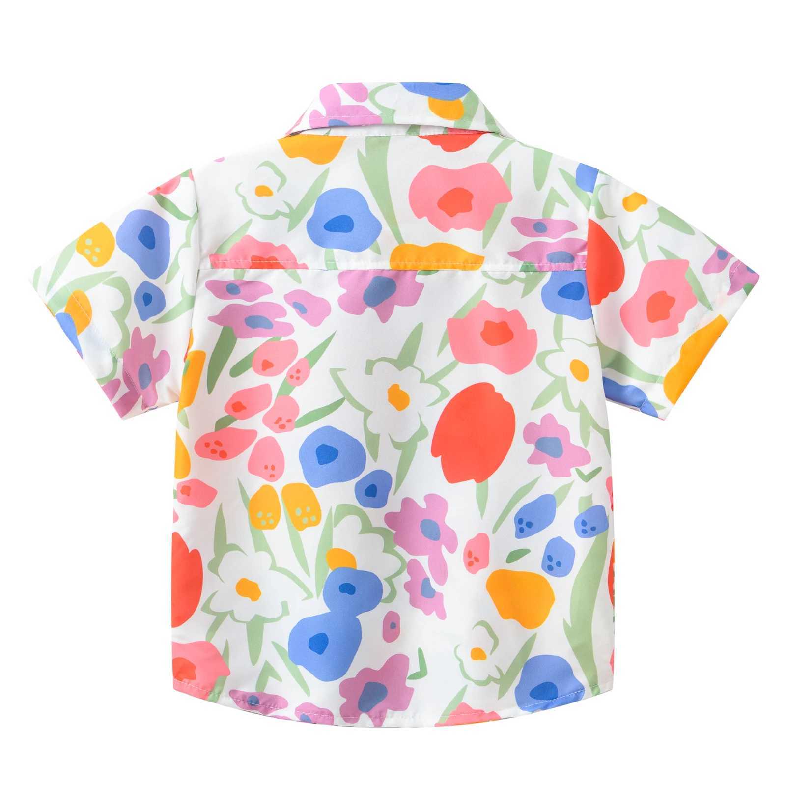 New summer girls and children casual sweet and lovely multicolor printing fashion shortsleeved baby thin Korean lapel shirt C251007