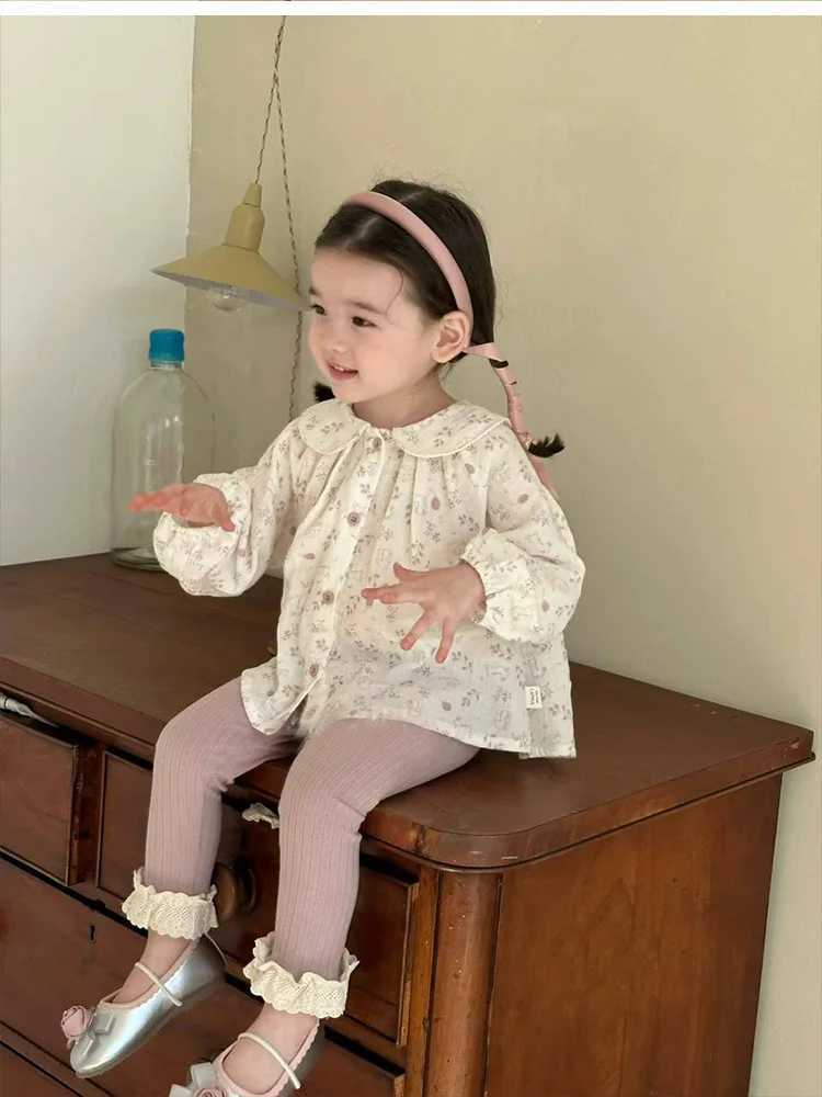 Baby Girls Autumn Tops Flower Rabbit Printed Peter Pan Collar Kids Baby Girls Tshirts Knitted Elastic Waist Toddler Girls Pants C251007