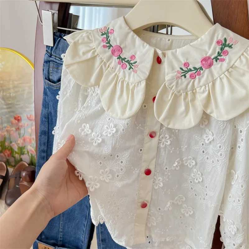 Childrens Clothing Shirt 2024 New Girls Doll Shirt Childrens Clothing Autumn Clothing Korean Embroidered Shirt Baby C251007