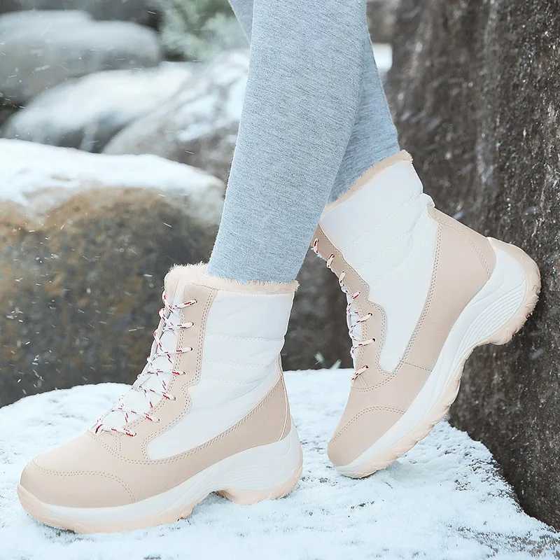 Womens Boots Lightweight Fur Boots Ankle Heels Winter Shoes Woman Fashion White Platform Botas Mujer Snow Boots Winter Footwear J251007