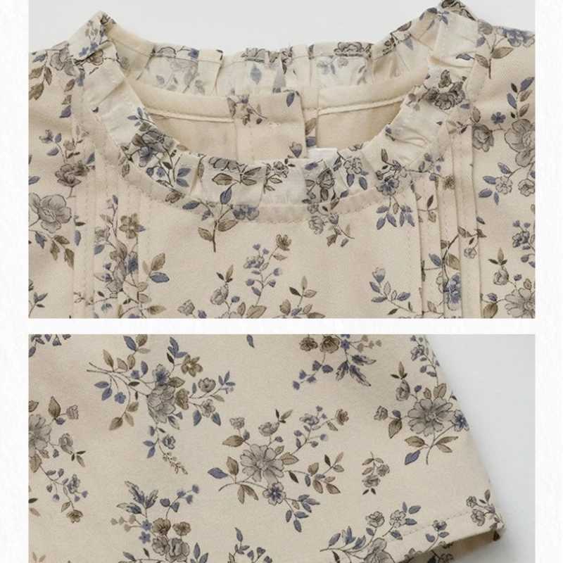 2025 Autumn Winter New Fashionable and Casual Girls Versatile Long Sleeved Shirt with Artistic Style Printed Pure Cotton Top C251007