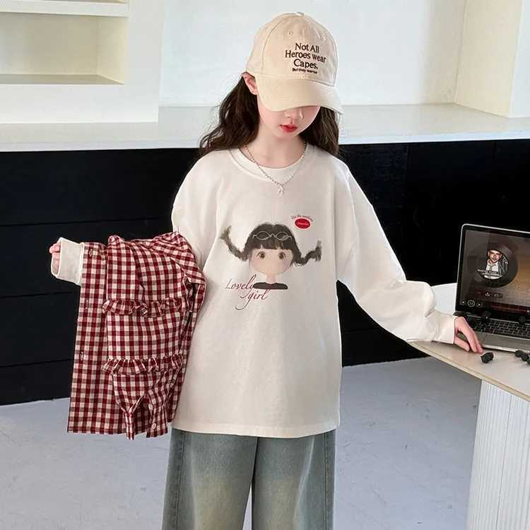 Girls Outerwear 2025 Autumn New Cartoon Base Shirt Plaid Shirt Clothing Casual Cardigan for Children C251007