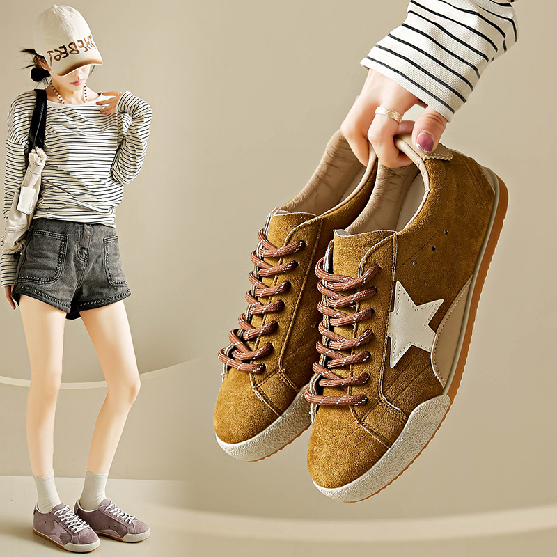 Fashion Street Photography Style New Star Pattern Design Versatile Breathable Skate Shoes Trend Color Block Casual Shoes Yellow Brown Pink Purple Size 35-40
