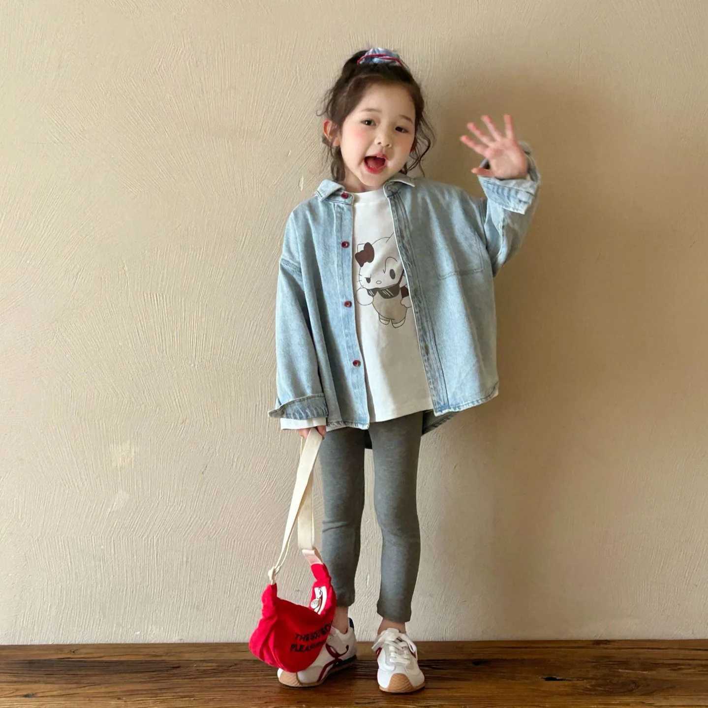 2025 Spring New Childrens Clothing Korean Version of Childrens Clothing Girls Casual Denim Shirt Kindergarten Denim Jacket C251007
