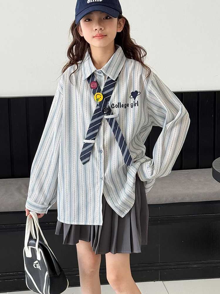 Girls College Style Shirt 2025 Autumn New Style Childrens Fashionable Shirt Childrens Clothing Top C251007