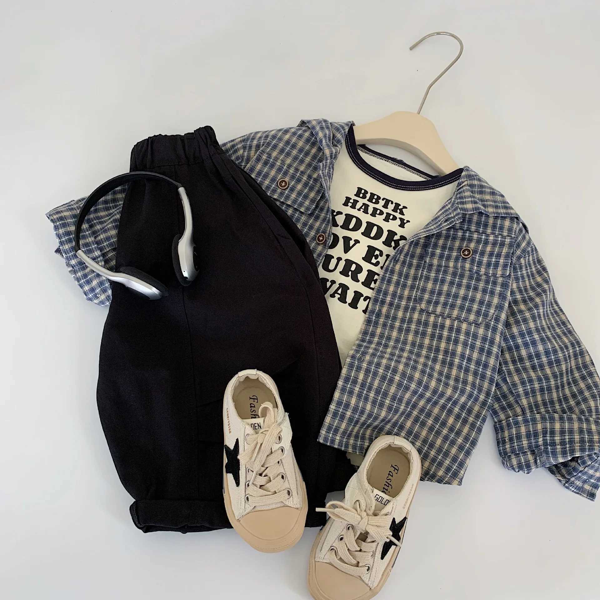 Autumn Children Boys Coat Hooded Pocket Long Sleeved Infant Baby Boys Top Single Button Casual Plaid Toddler Boys Outwear Coat C251007