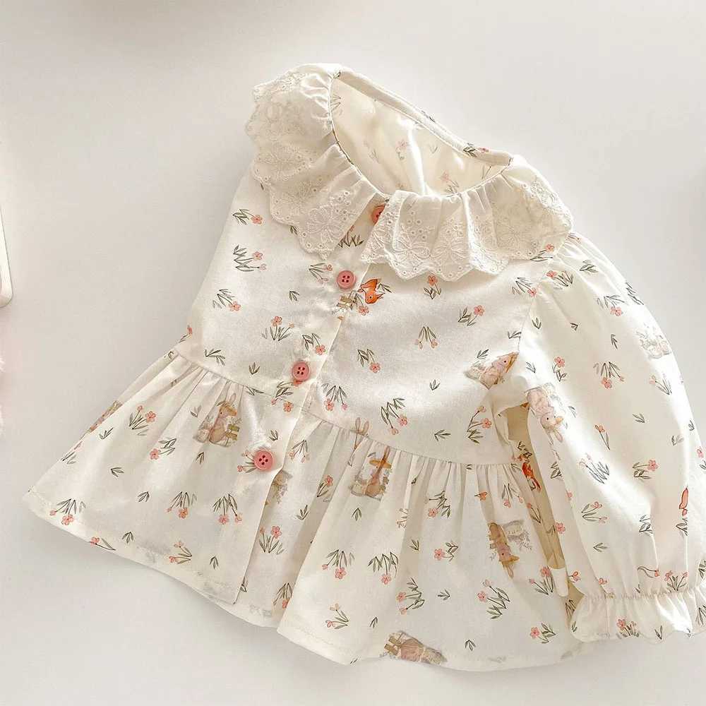 Girls Blouse Floral Cotton Collar Spring Toddler Long Sleeve Tops Princess 1st Birthday Kids Shirts Childrens Clothing C251007