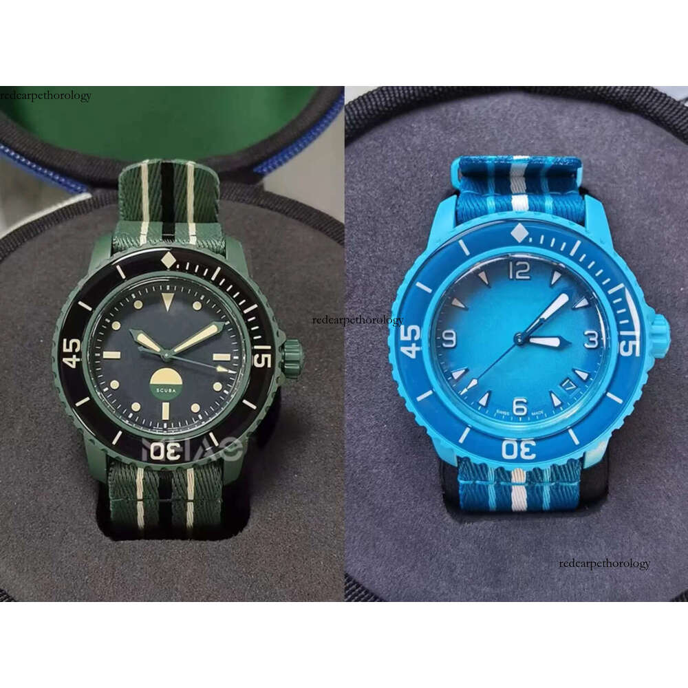 High-quality New Sports Automatic Mechanical Men's Watches Bio Ceramic BP United Five Oceans Transparent Back Luminous World Time Mens Quartz Watch