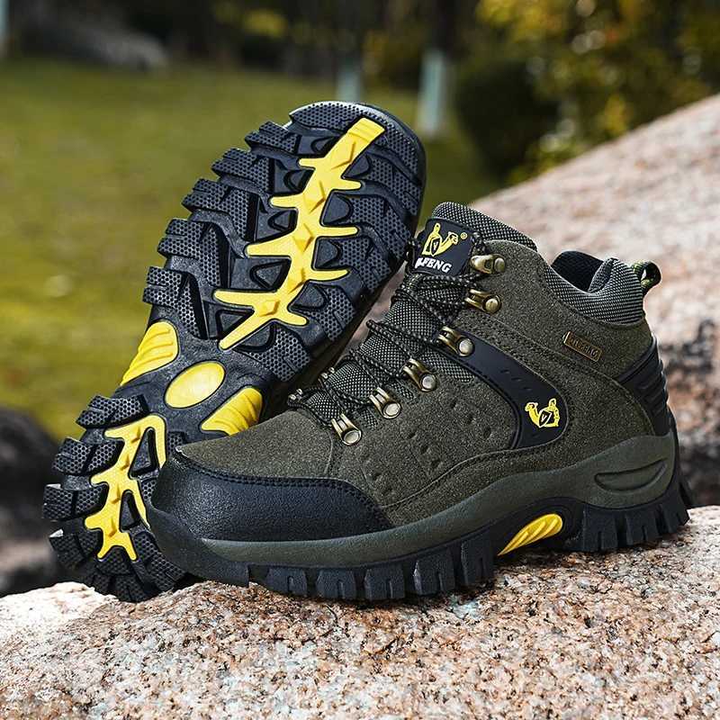 Hiking Shoes Men PU Outdoor Camping Anticollision Climbing Shoe Lace Up Climbing Trekking Sneakers J251007