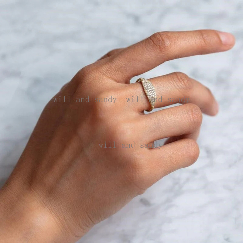 14K Gold Plated Stacking Signet Rings for Women Gold Zirconia Diamond Eternity Ring Promise Wedding Bands CZ Engagement Rings Fine Jewelry Birthday Ch