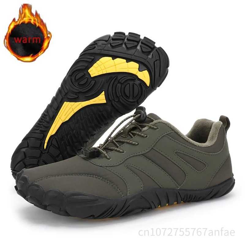 Mens Winter Warm Barefoot Shoes Waterproof Wide Toe NonSlip Rubber Sole Plush Lined Hiking Shoes Outdoor Sneakers Running Shoe J251007