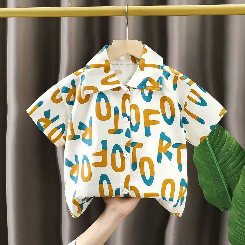 Children Top Shirt for Boy Top Shirts Lapel Collar Shirts Short Sleeve Kids Clothes Summer Tops Fashion Casual Teen Girl Clothes C251007