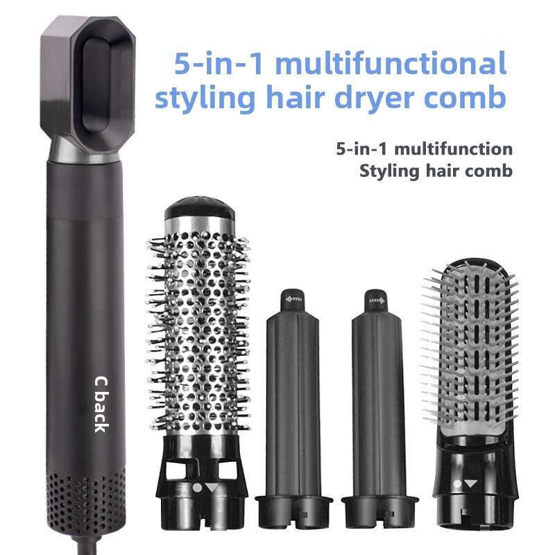 5-In-1 Curler Hot Air Blow Automatic Styling Curling Iron Straightening Comb Leafless Hair Dryer