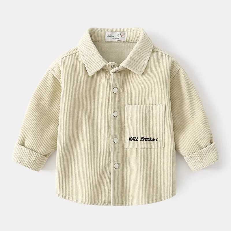 Corduroy Boys Cardigan Baby Boys Shirts Long Sleeve School Blouse Kids White Shirt for Toddler Boys Blouse Children Tops New C251007