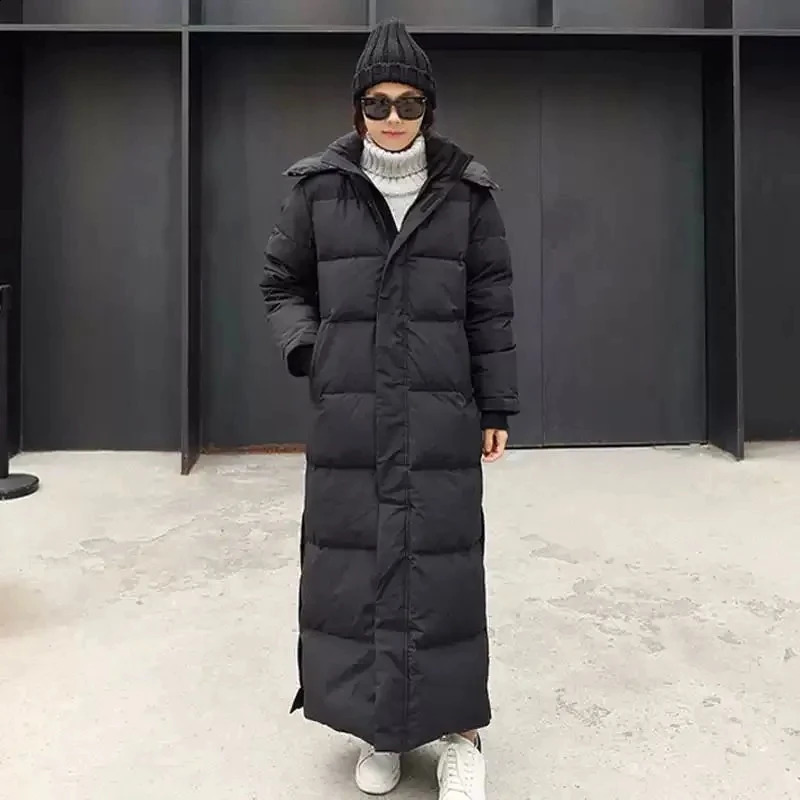 Super Long Padded Cotton Jacket Women 2025 Korean OverTheKnee Fashion Parkas Winter Female Thick Black Down Coat 250922