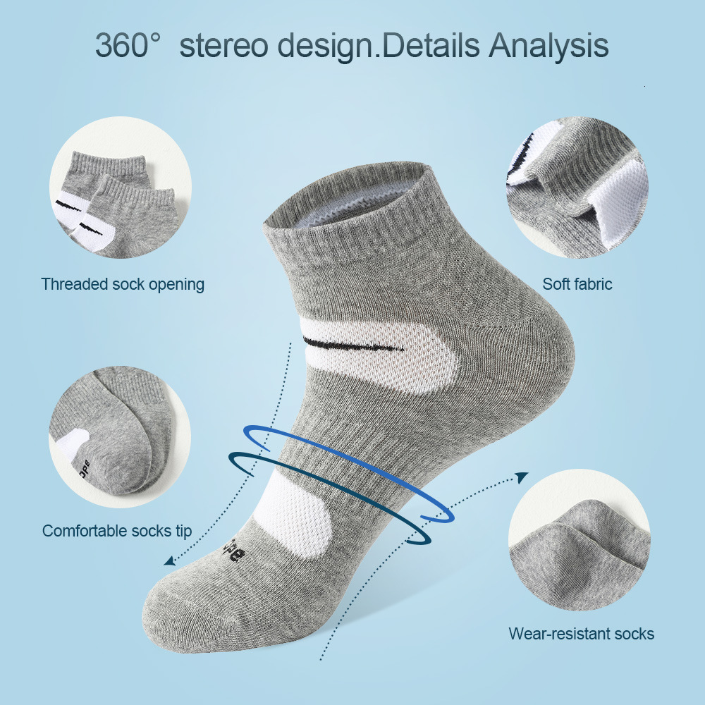 5 Pairs All-Season Youzuke Casual Socks Sweat-Absorbent, Odor-Resistant Men's Short Socks Breathable Cycling Socks Running Cotton Socks Sports So