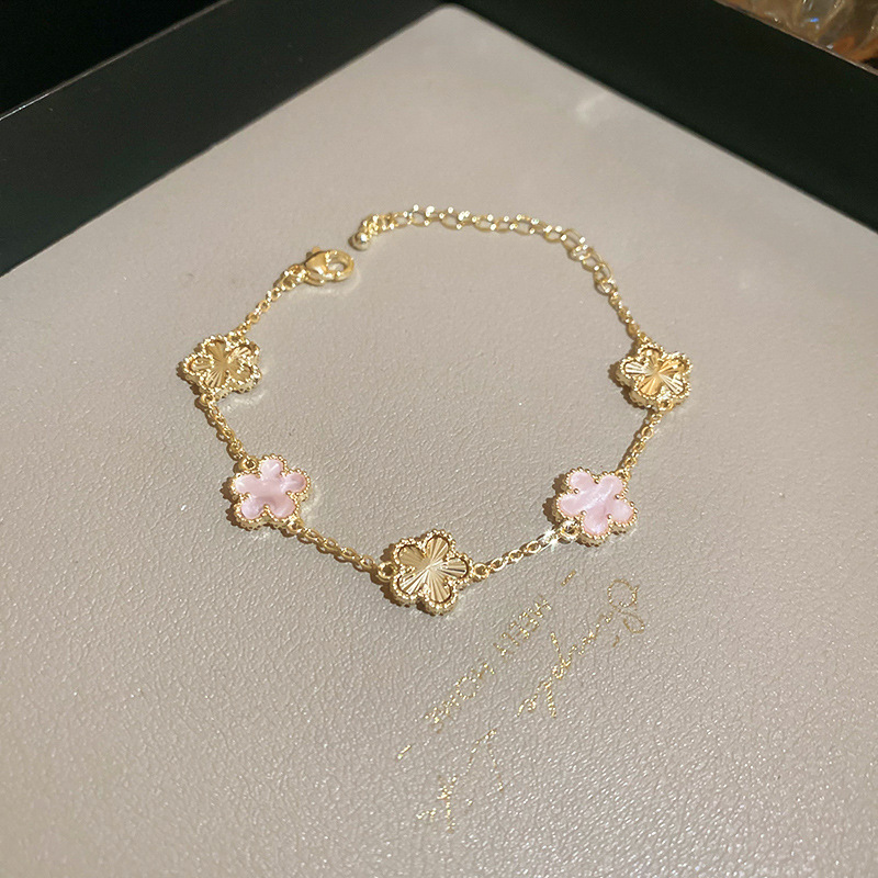 Real Plated Pink Gold Two-tone Flower Sweet High-end Elegant Bracelet Princess Style Light Accessory New Arrival - view 4