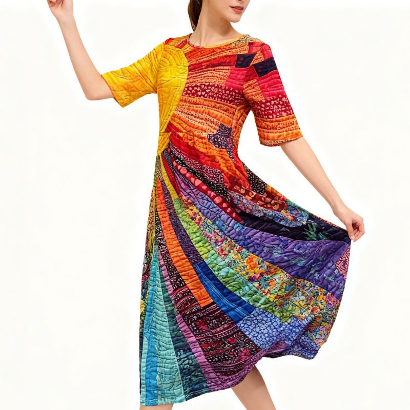 Casual Elegance: Lightweight Long Skirted Outfit Featuring Eye-catching Sunflowers for Warm Weather Events-CF50629