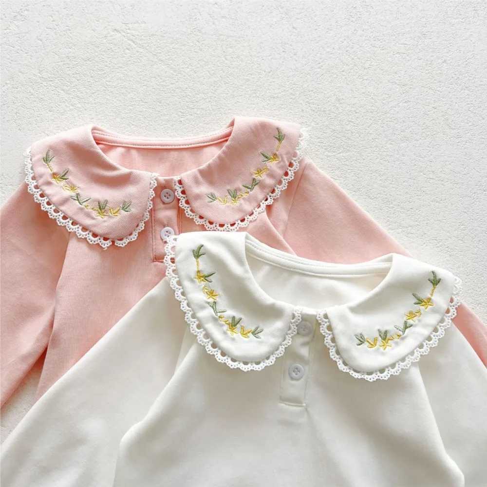 2025 Baby Girls Spring Autumn Clothes Cotton Sweet Lace Embroidery Tops Shirts Kids Children Princess Sweaters Clothing 1 2 3 C251007